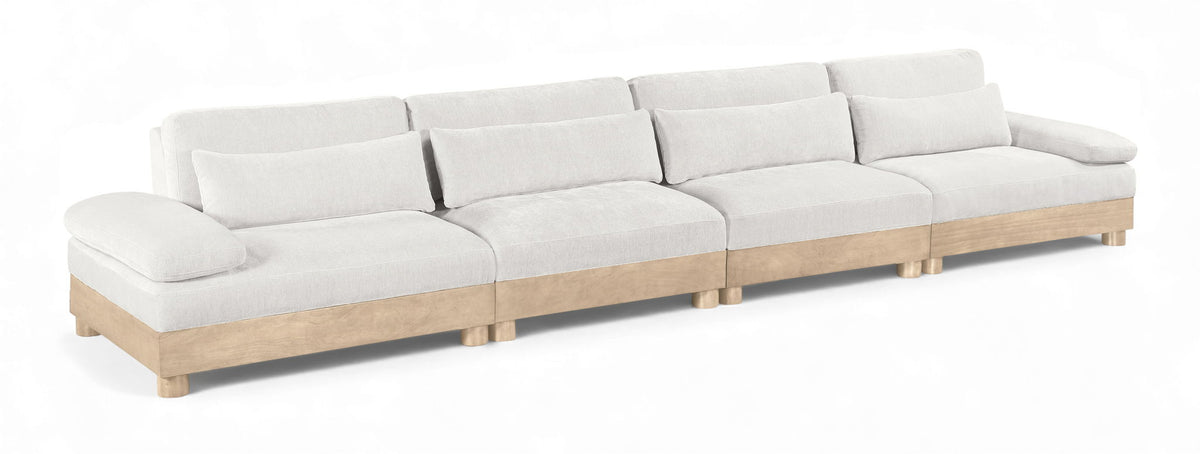 Turin Chenille Modular Sectional — 4-Piece Sofa (175.5" Wide) — Cream
