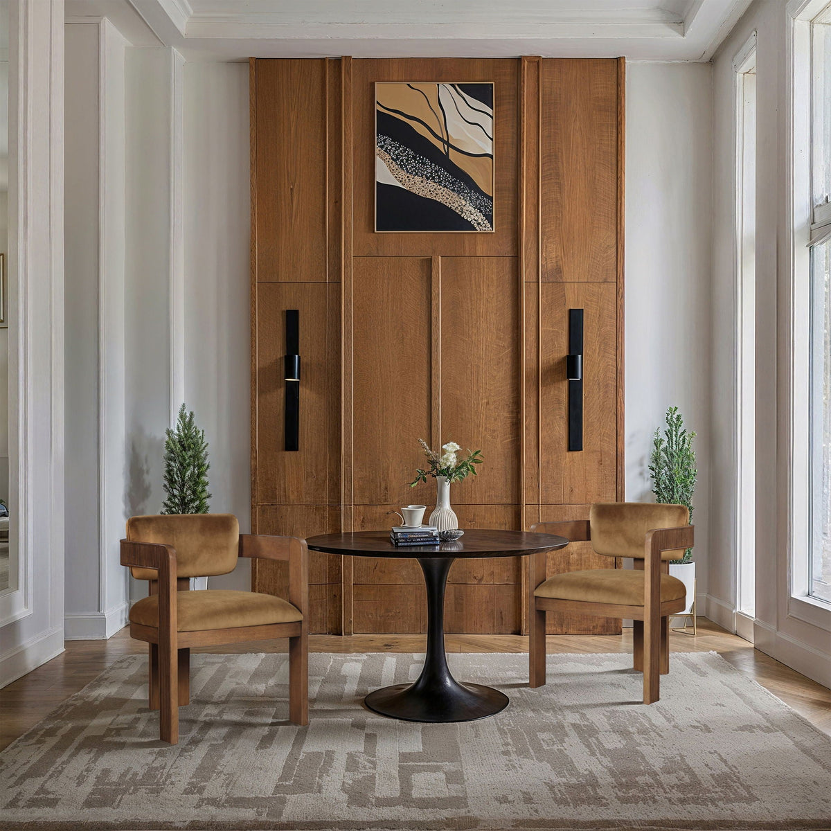Sacha - Velvet Dining Chair (Set of 2) with Brown Base