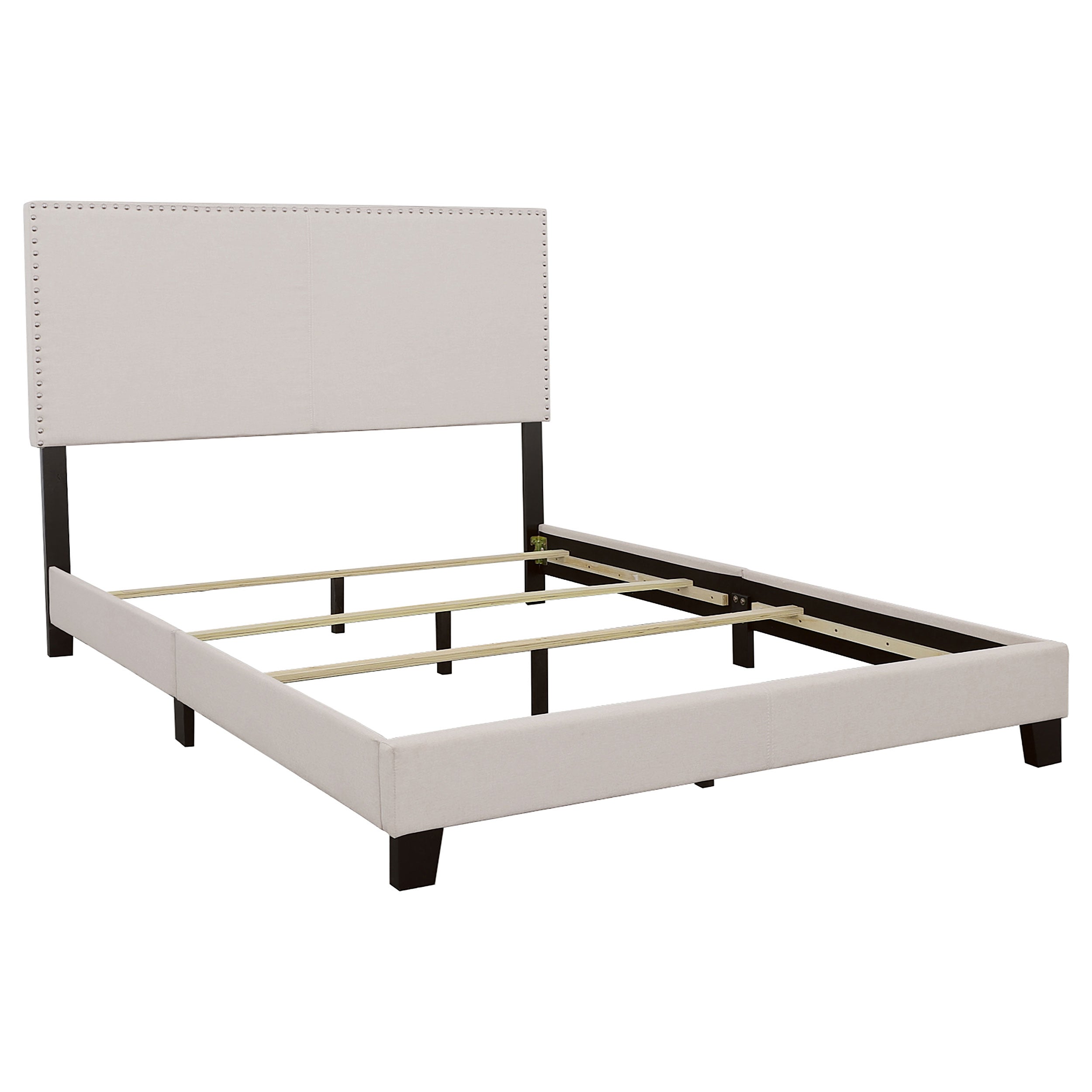 Boyd Upholstered Bed with Nailhead Trim Ivory