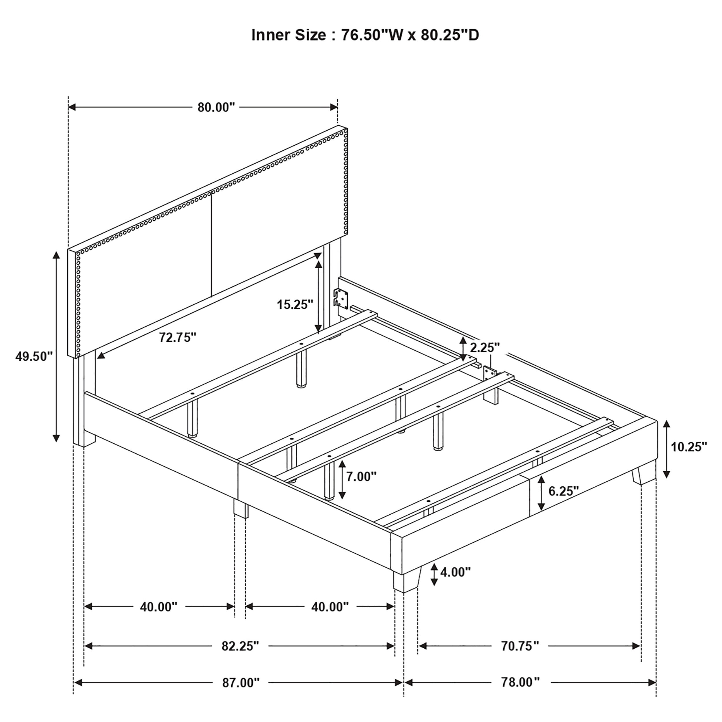Boyd Upholstered Bed with Nailhead Trim Ivory