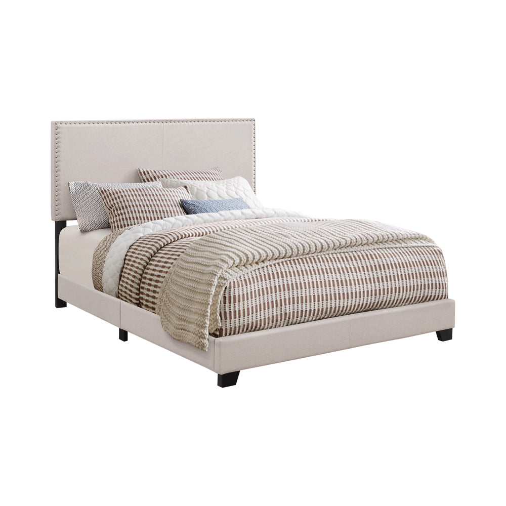 Boyd Upholstered Bed with Nailhead Trim Ivory