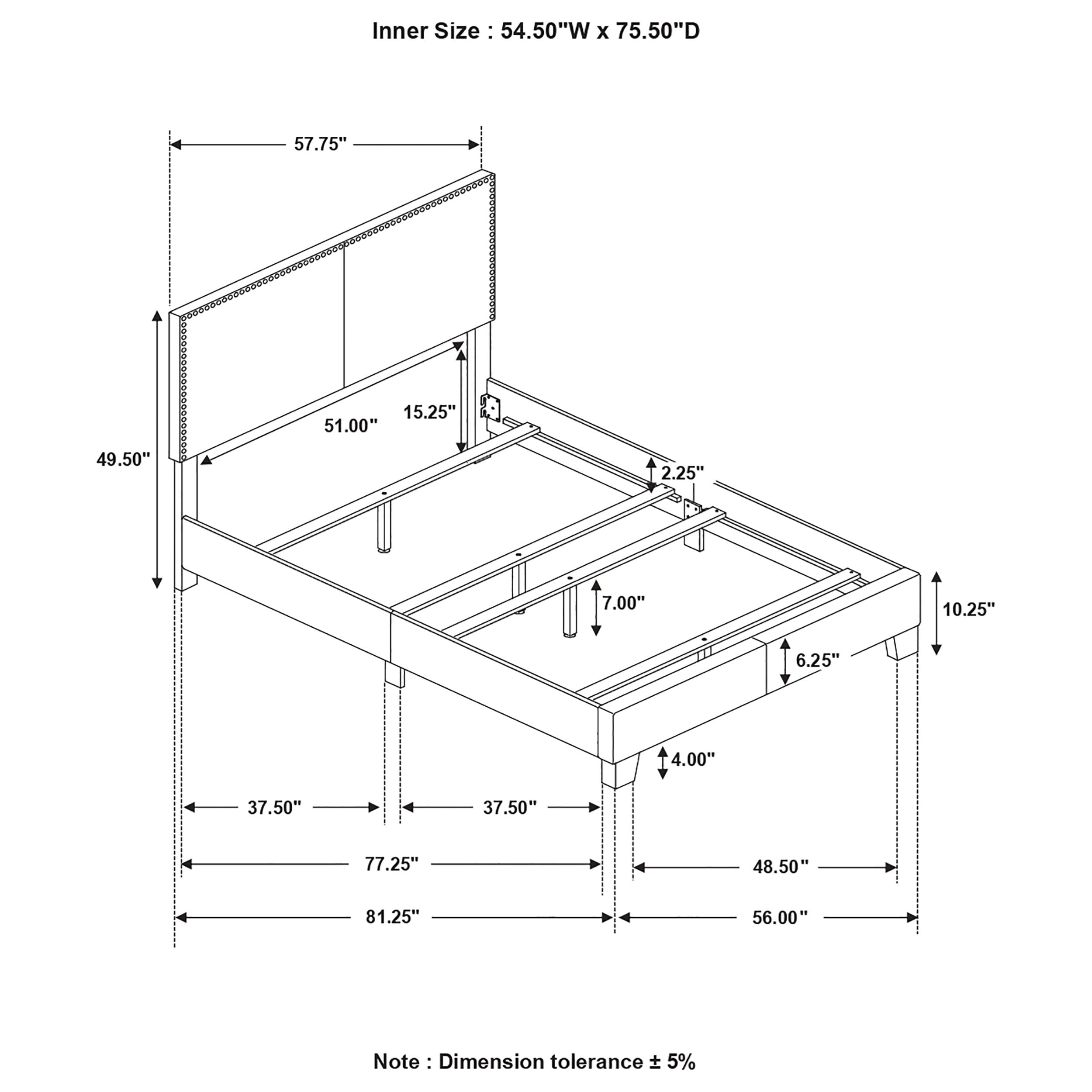 Boyd Upholstered Bed with Nailhead Trim Charcoal