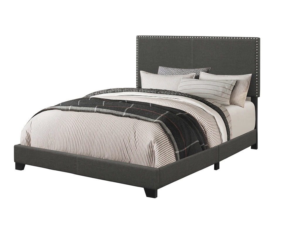 Boyd Upholstered Bed with Nailhead Trim Charcoal
