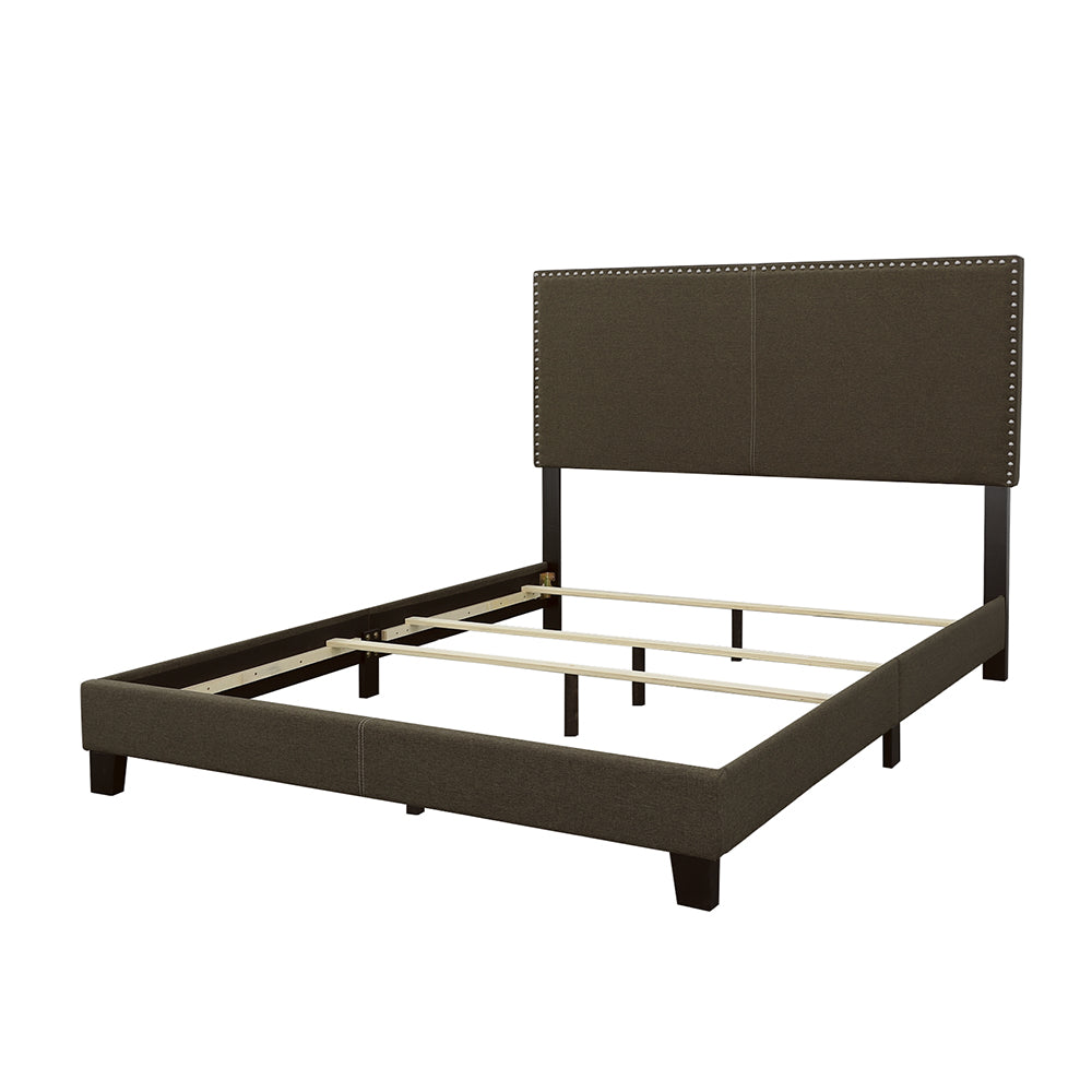 Boyd Upholstered Bed with Nailhead Trim Charcoal