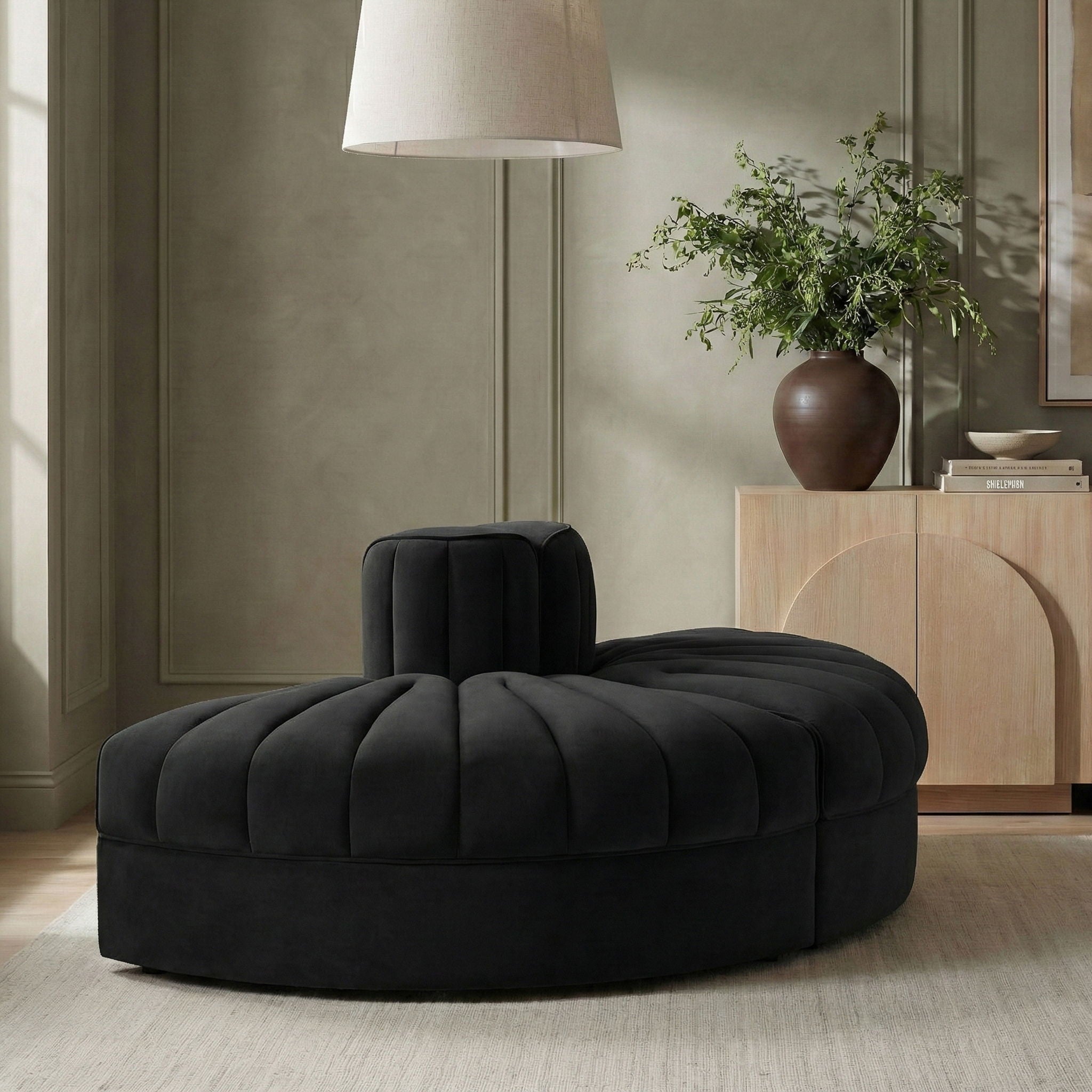 Rummi - Velvet Performance Fabric Upholstered 2 Piece Rounded Modular Loveseat