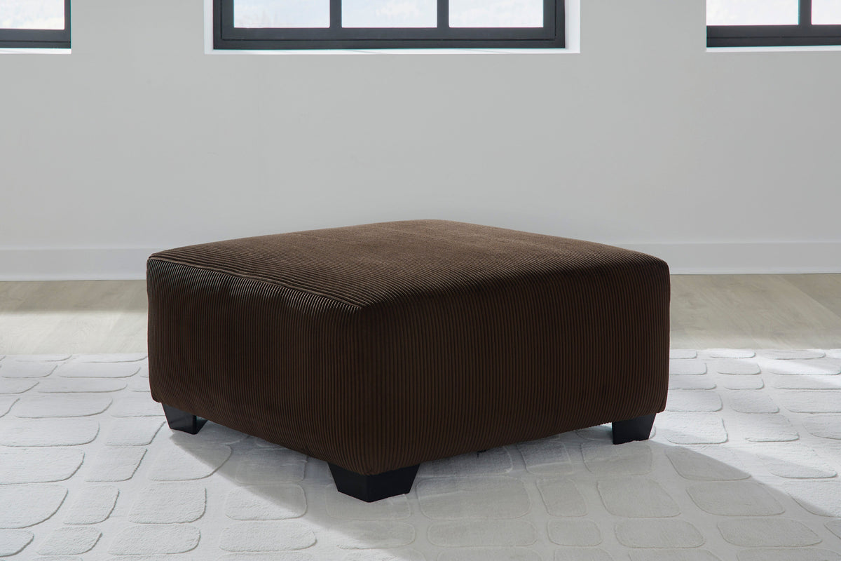 Kimlee Chocolate 4-Piece Sectional — Corner Chaise & Ottoman