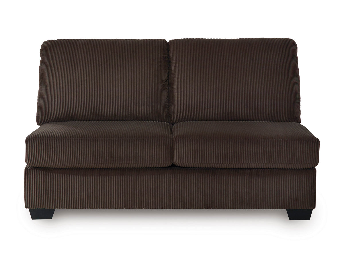 Kimlee Chocolate 4-Piece Sectional — Corner Chaise & Ottoman