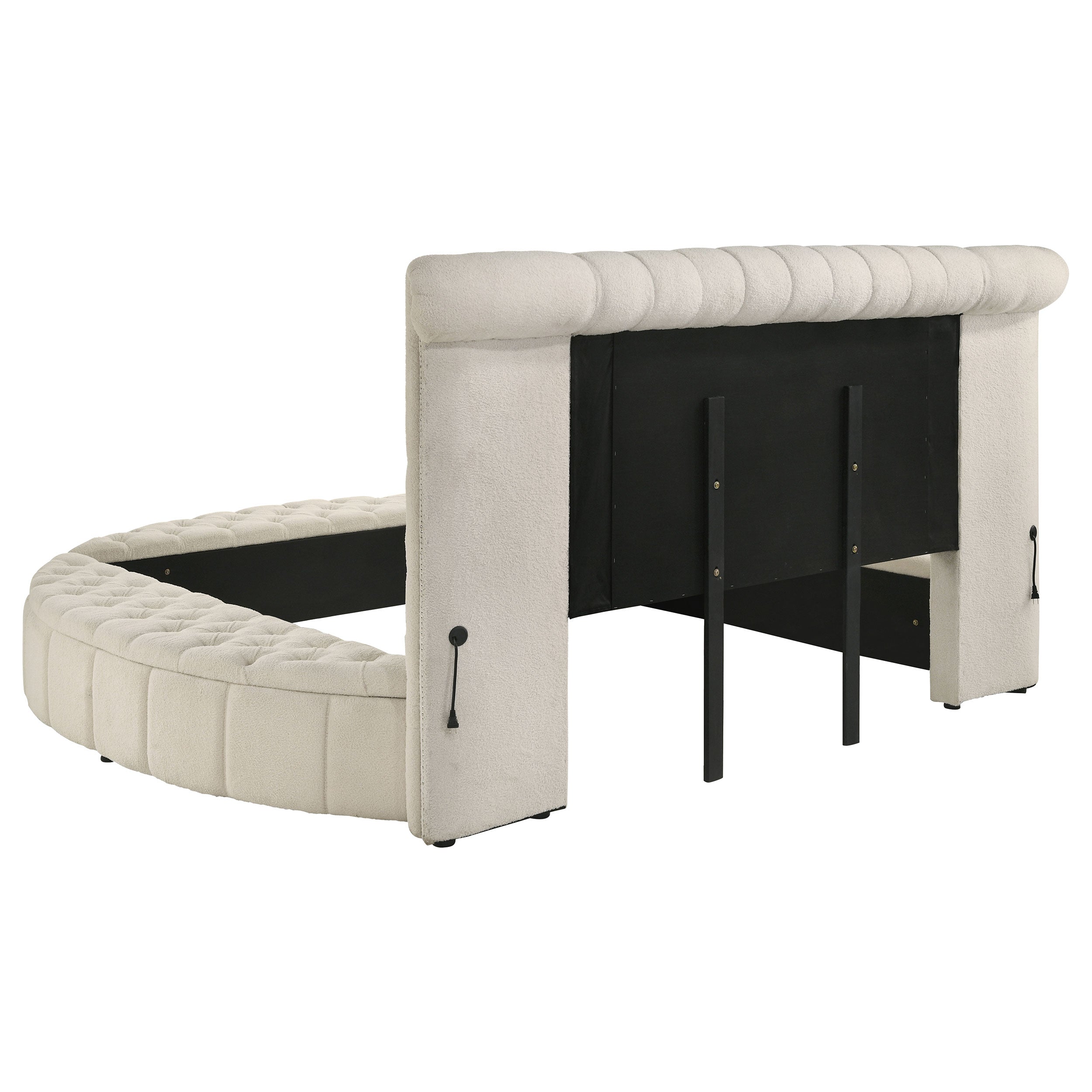 Sonya Upholstered Round Storage Bed Ivory