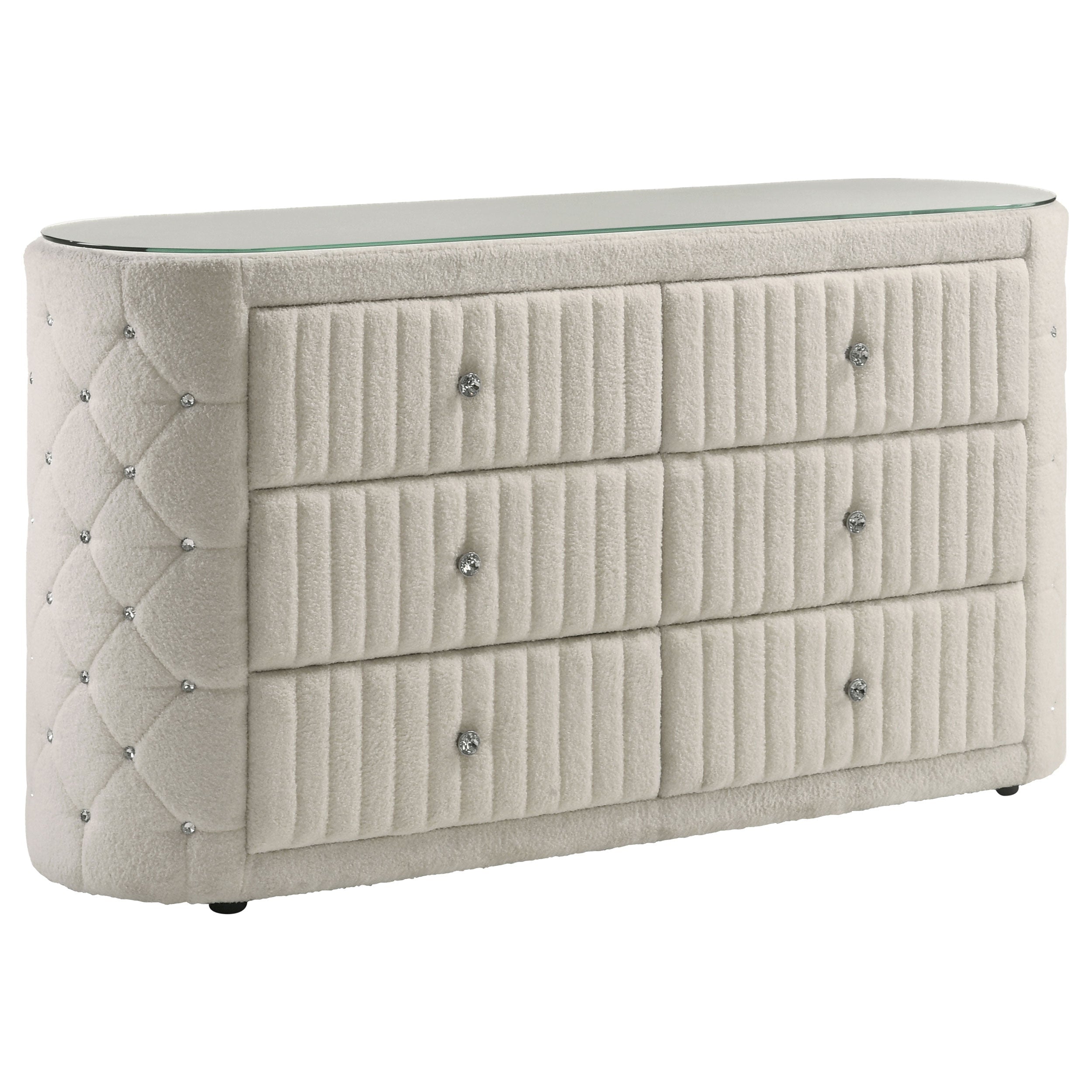 Sonya 6-drawer Upholstered Bedroom Dresser Ivory