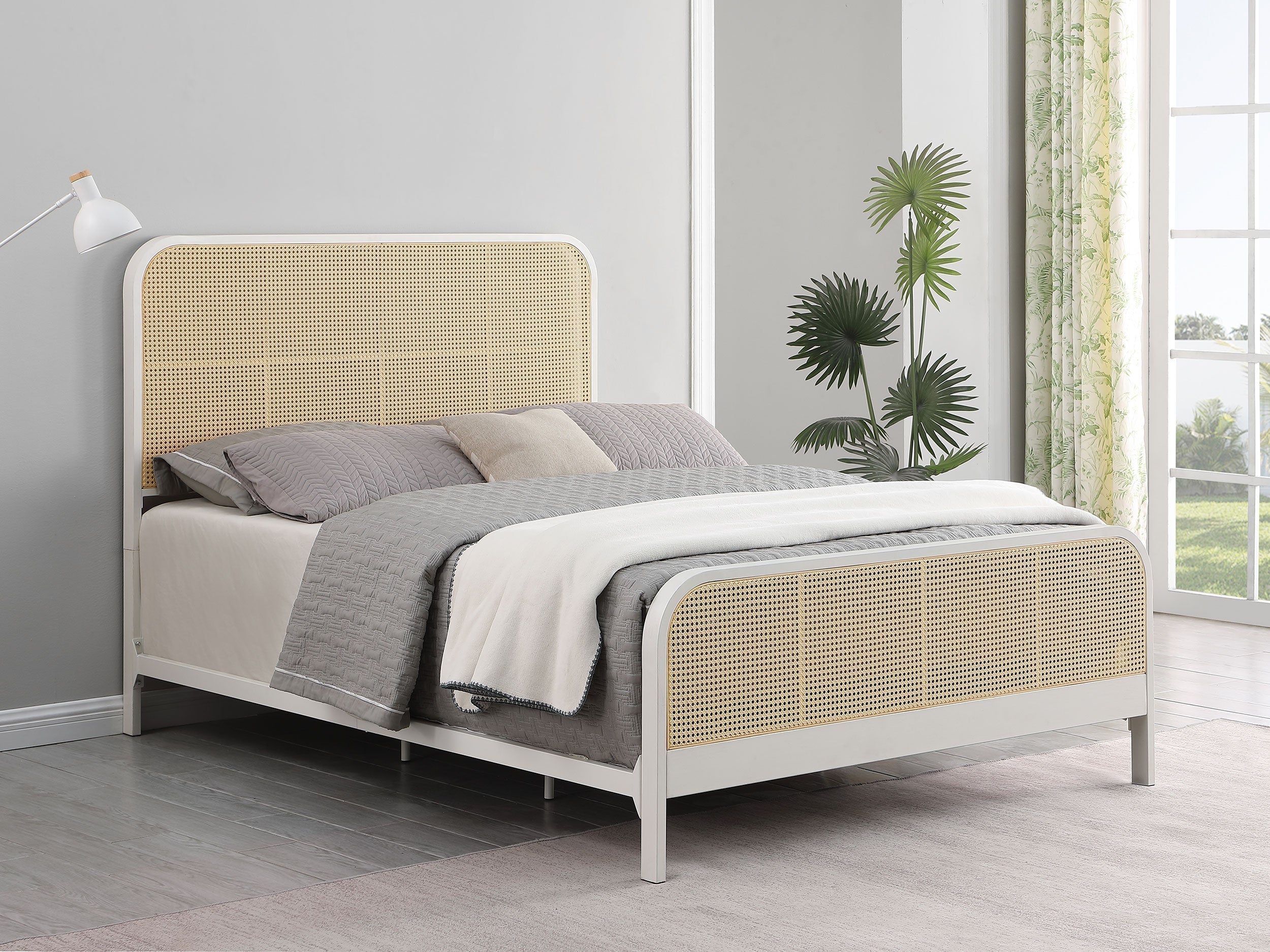 Lanewood Open Cane Rattan Metal Eastern White