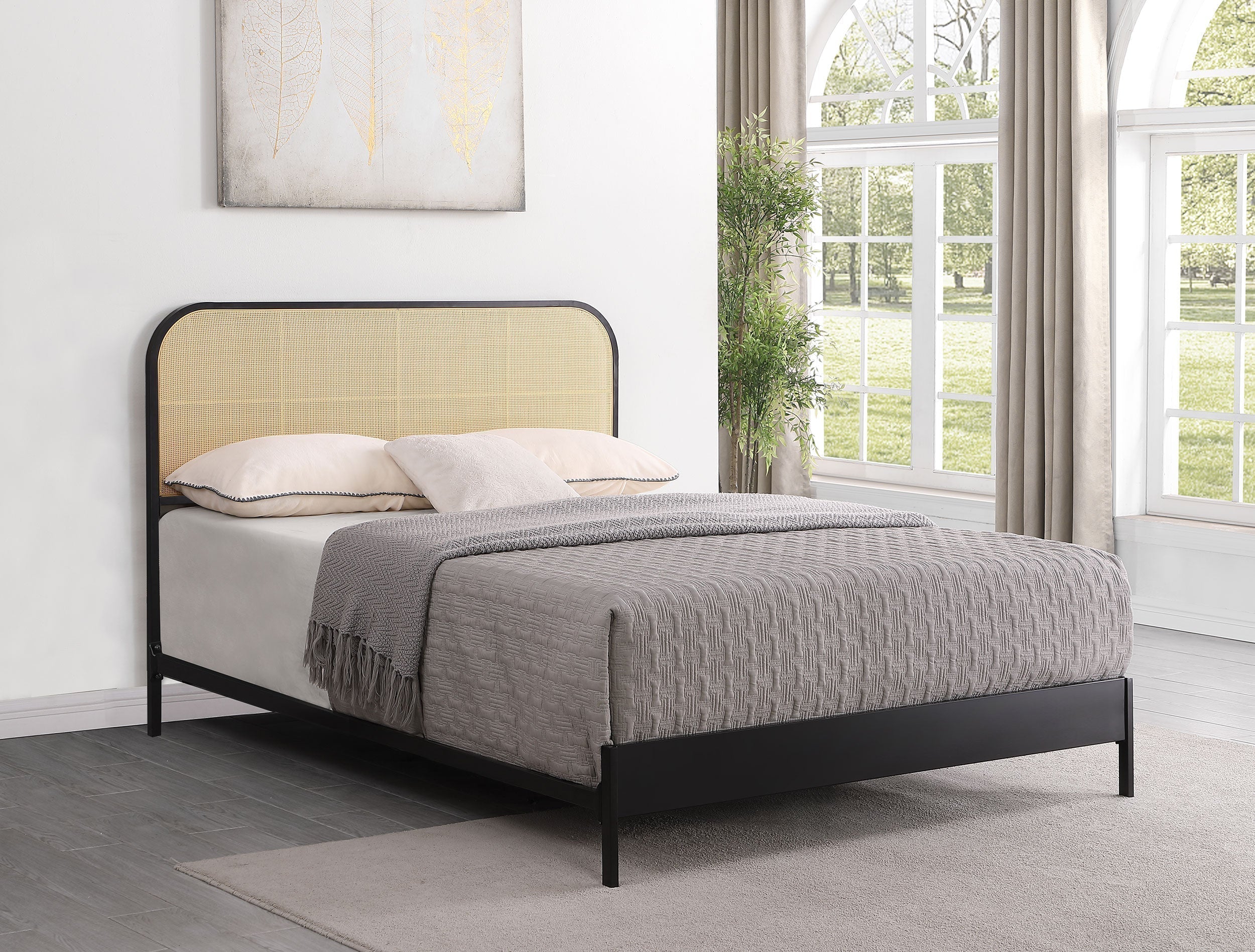Amherst Radio Weave Rattan Metal Bed Black