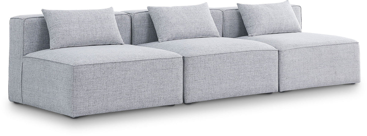 Cube Linen Modular Sectional — 3-Piece Armless Sofa — Grey
