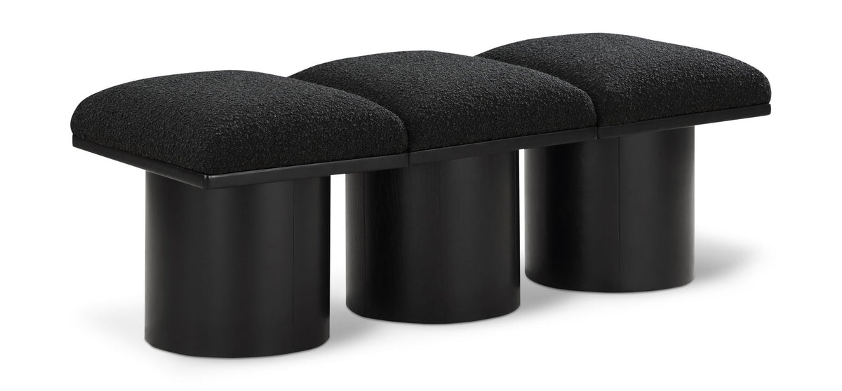 Pavilion Modular Bench 3-Piece Bench, 46.5"W x 18"D — Black / Black Base