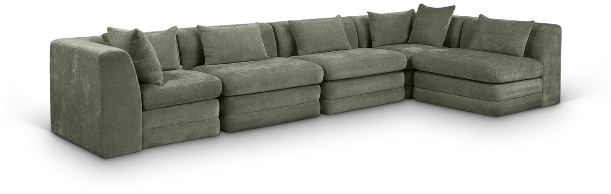 Stellar Chenille Modular Sectional — 5-Piece 152" Sectional, Style D — Green