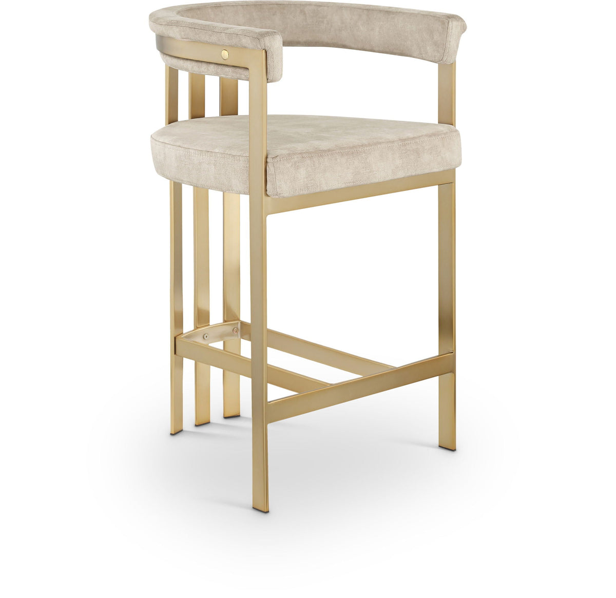 Marcello Velvet Counter Stool — 7 Color Options - Beige (2)