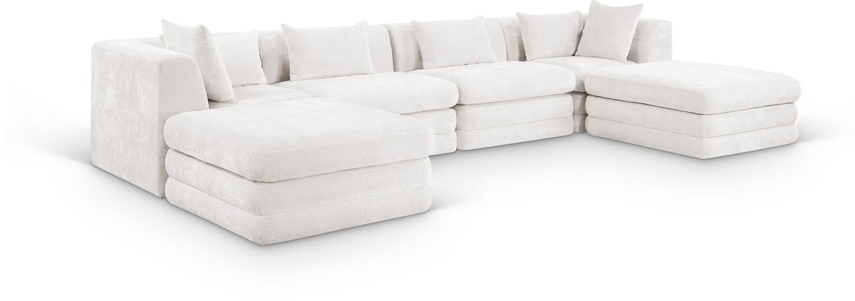 Stellar Chenille Modular Sectional — 6-Piece 152" Sectional, Style B — Cream