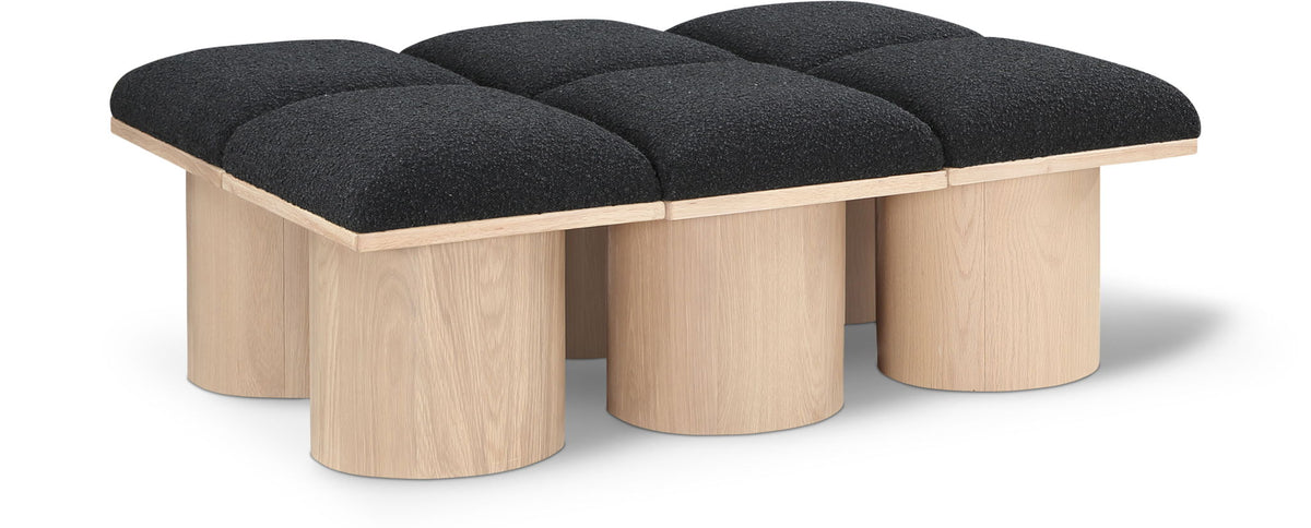Pavilion Modular Bench 6-Piece Bench, 46.5"W x 36"D — Black / Natural Base