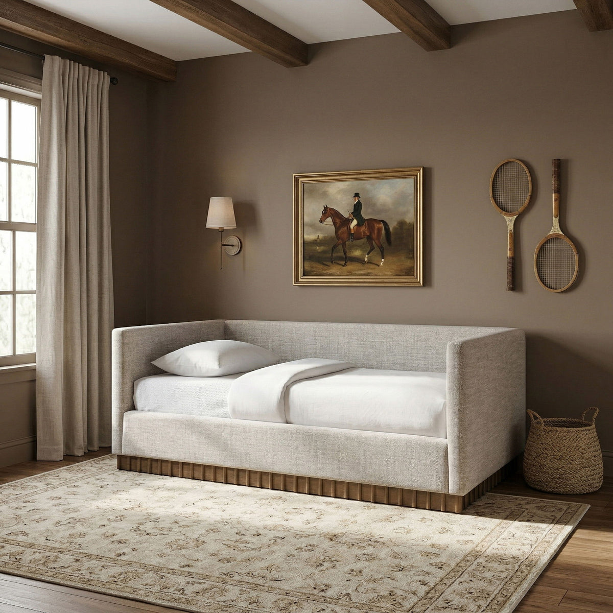Teva Linen Textured Fabric Twin Daybed — Beige or Cream