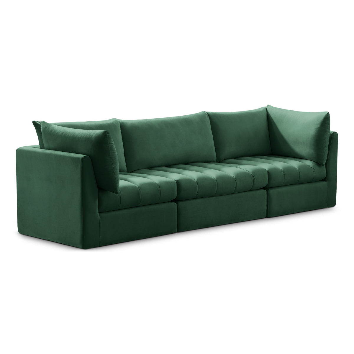 Jacob Velvet Modular Sectional — 3-Piece Sofa — Green