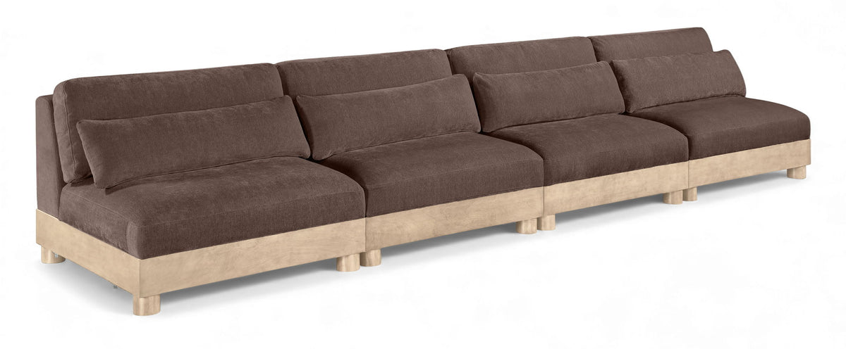 Turin Chenille Modular Sectional — 4-Piece Armless Sofa (160" Wide) — Brown