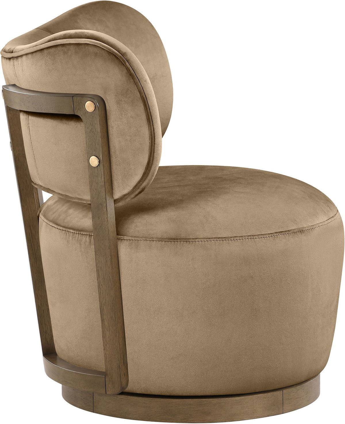 Elara - Velvet Upholstered Swivel Accent Chair with Brown Base