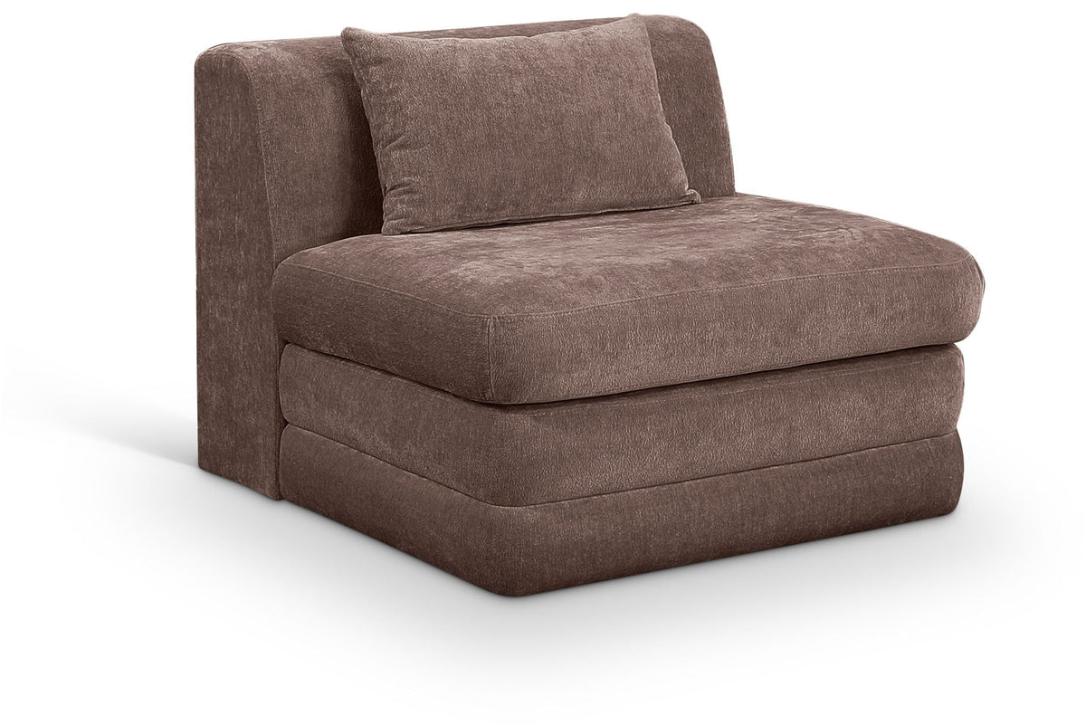 Stellar Chenille Modular Sectional — Add-On: Armless Chair — Brown