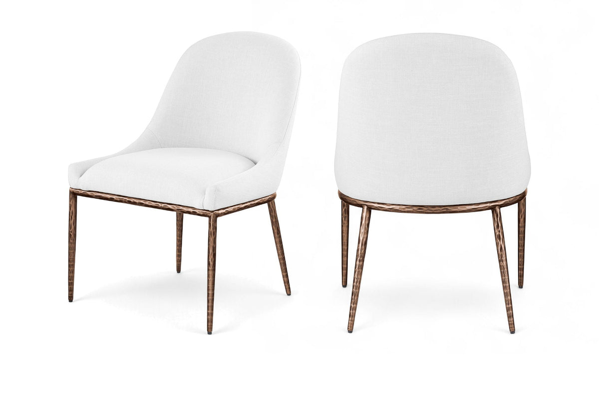 Ferro Performance Fabric Dining Side Chair with Brushed Bronze Legs