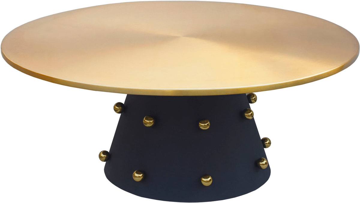 Raven Brushed Gold Coffee Table — Matte Black Base