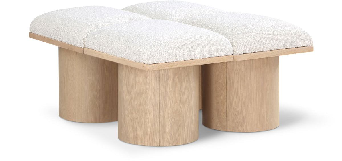 Pavilion Modular Bench 4-Piece Bench, 31"W x 36"D — Cream / Natural Base