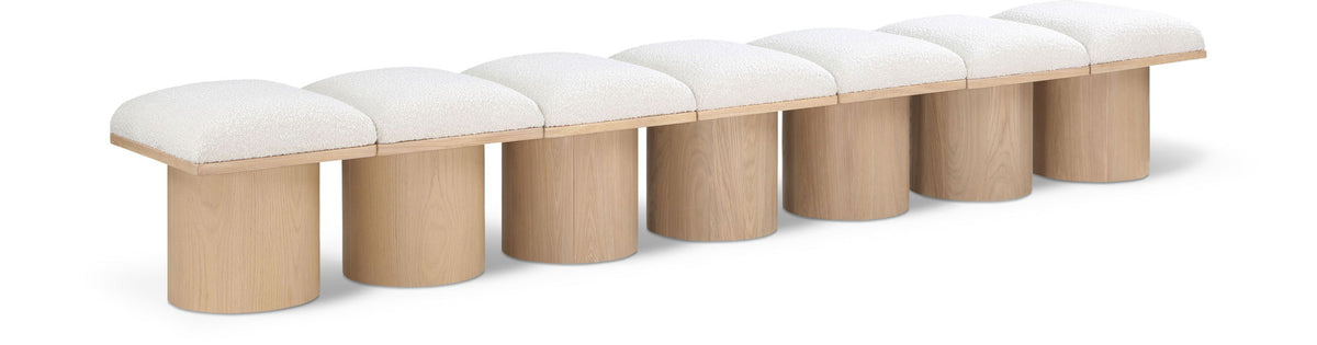 Pavilion Modular Bench 7-Piece Bench, 108.5"W x 18"D — Cream / Natural Base