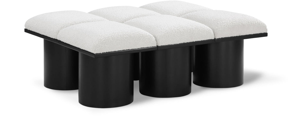 Pavilion Modular Bench 6-Piece Bench, 46.5"W x 36"D — Cream / Black Base