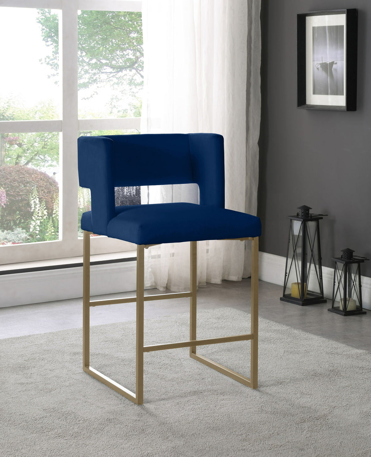 Caleb - Counter Stool (Set of 2) with Gold Legs