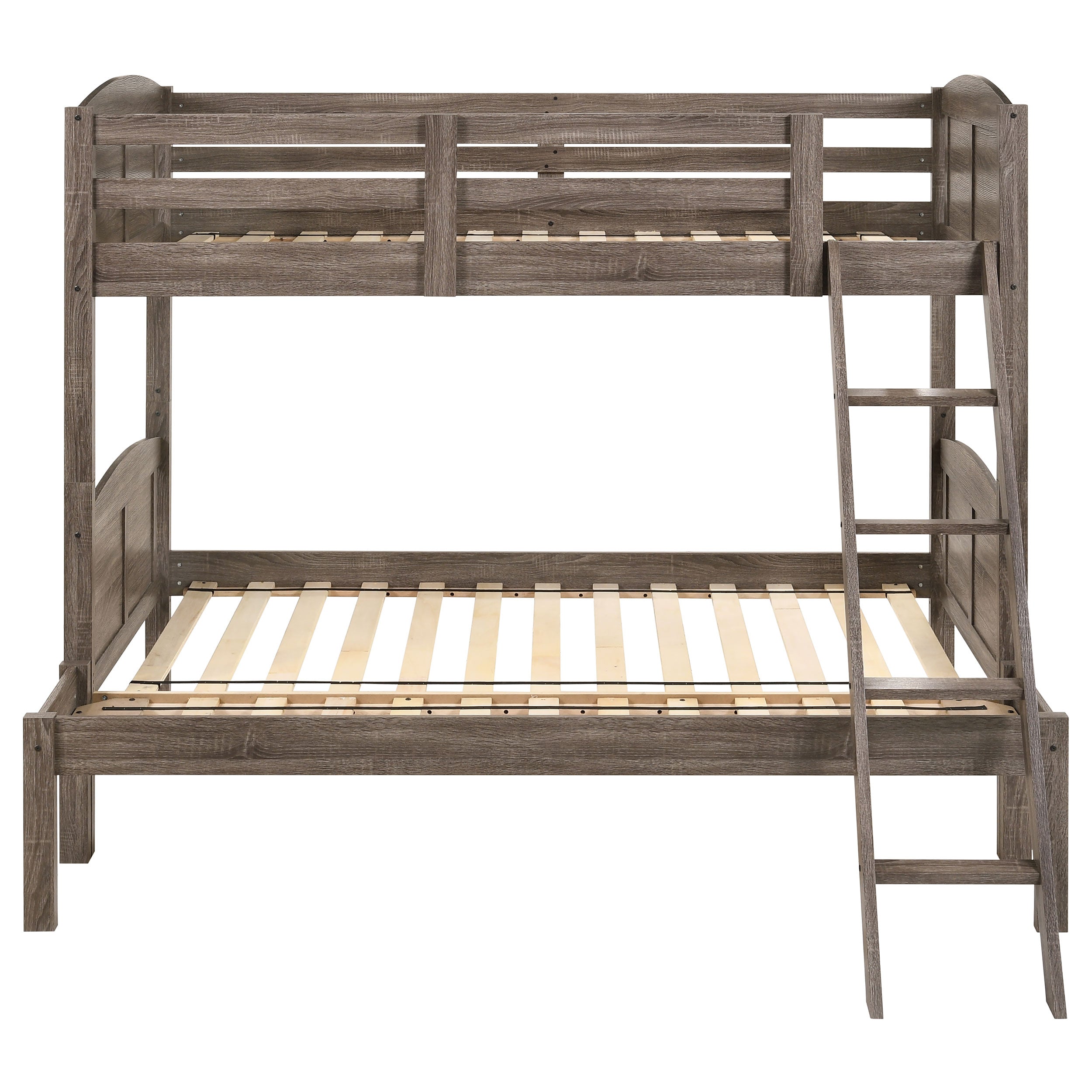 Flynn Wood Twin Over Twin Bunk Bed Weathered Brown