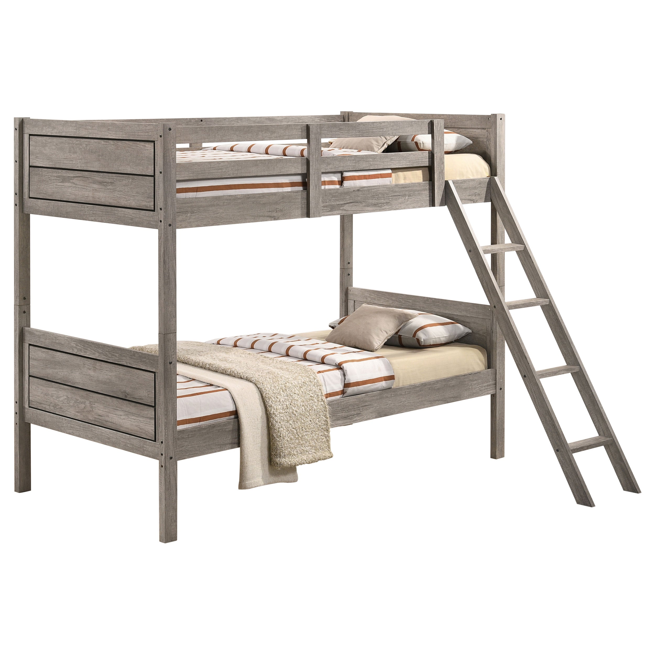Ryder Wood Twin Over Twin Bunk Bed Weathered Taupe