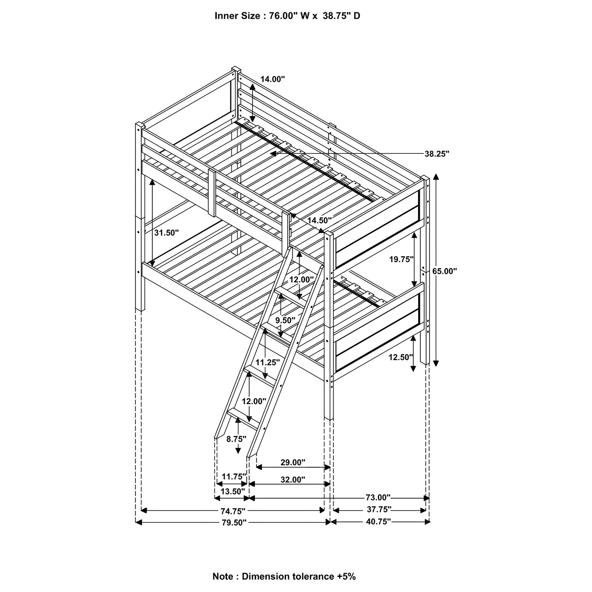 Ryder Wood Twin Over Twin Bunk Bed Weathered Taupe
