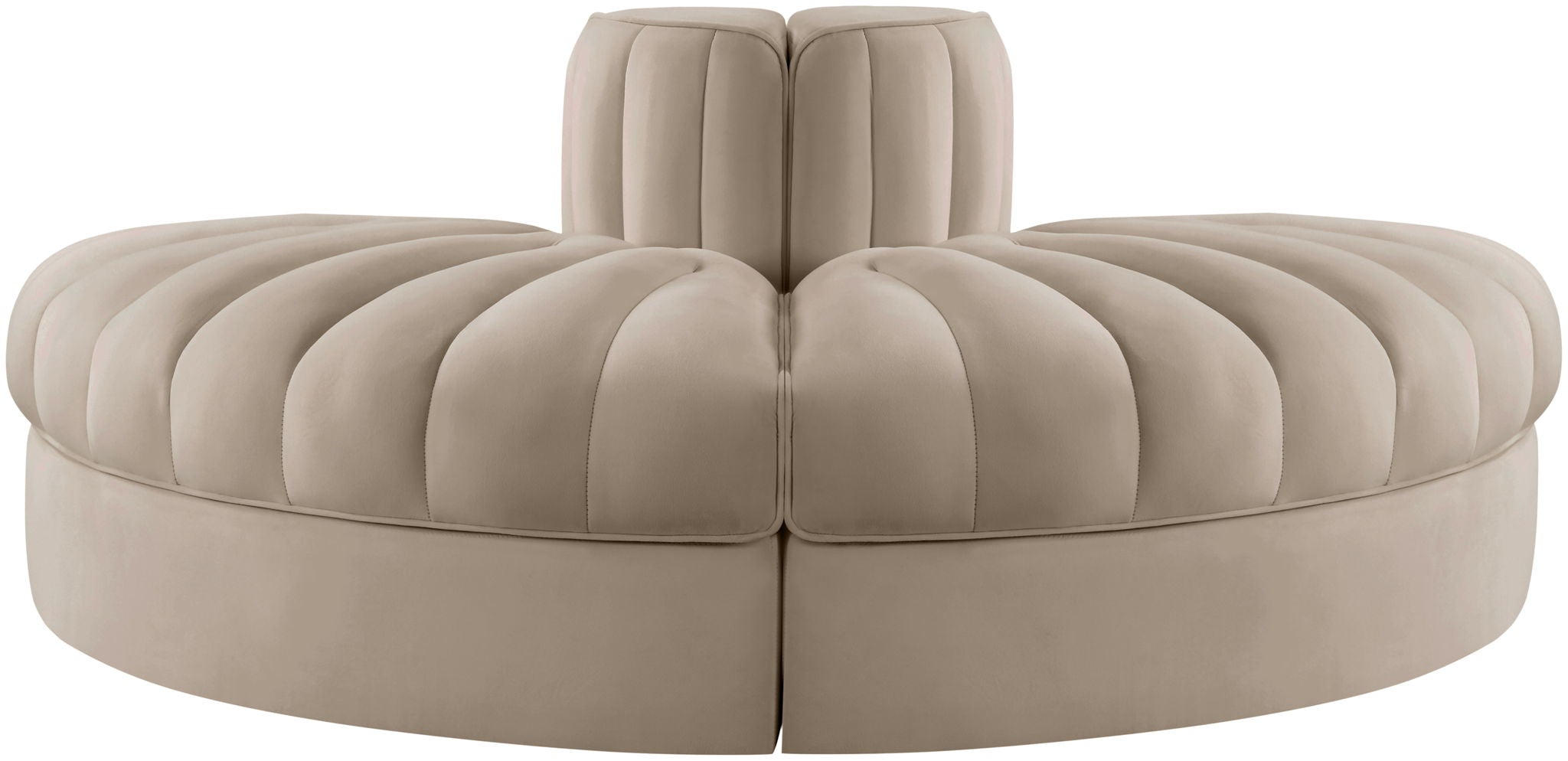 Rummi - Velvet Performance Fabric Upholstered 2 Piece Rounded Modular Loveseat