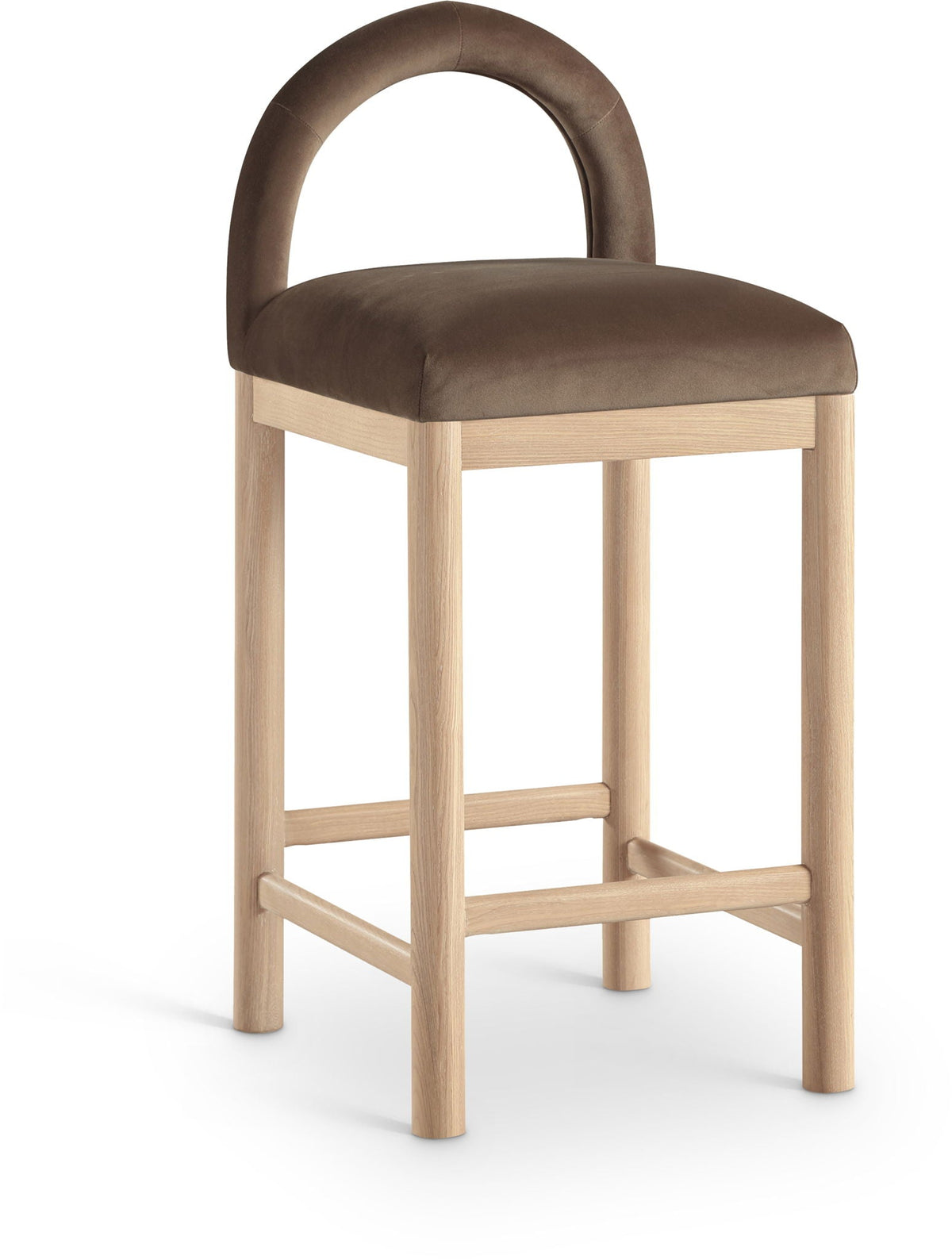 Conrad - Velvet Counter Stool with Natural Legs