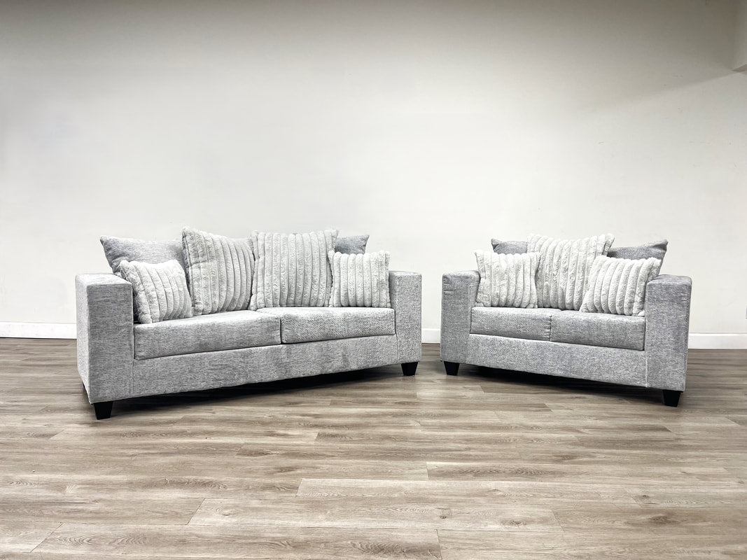 410 Gray Sofa & Loveseat Set — 2-Piece Living Room Set