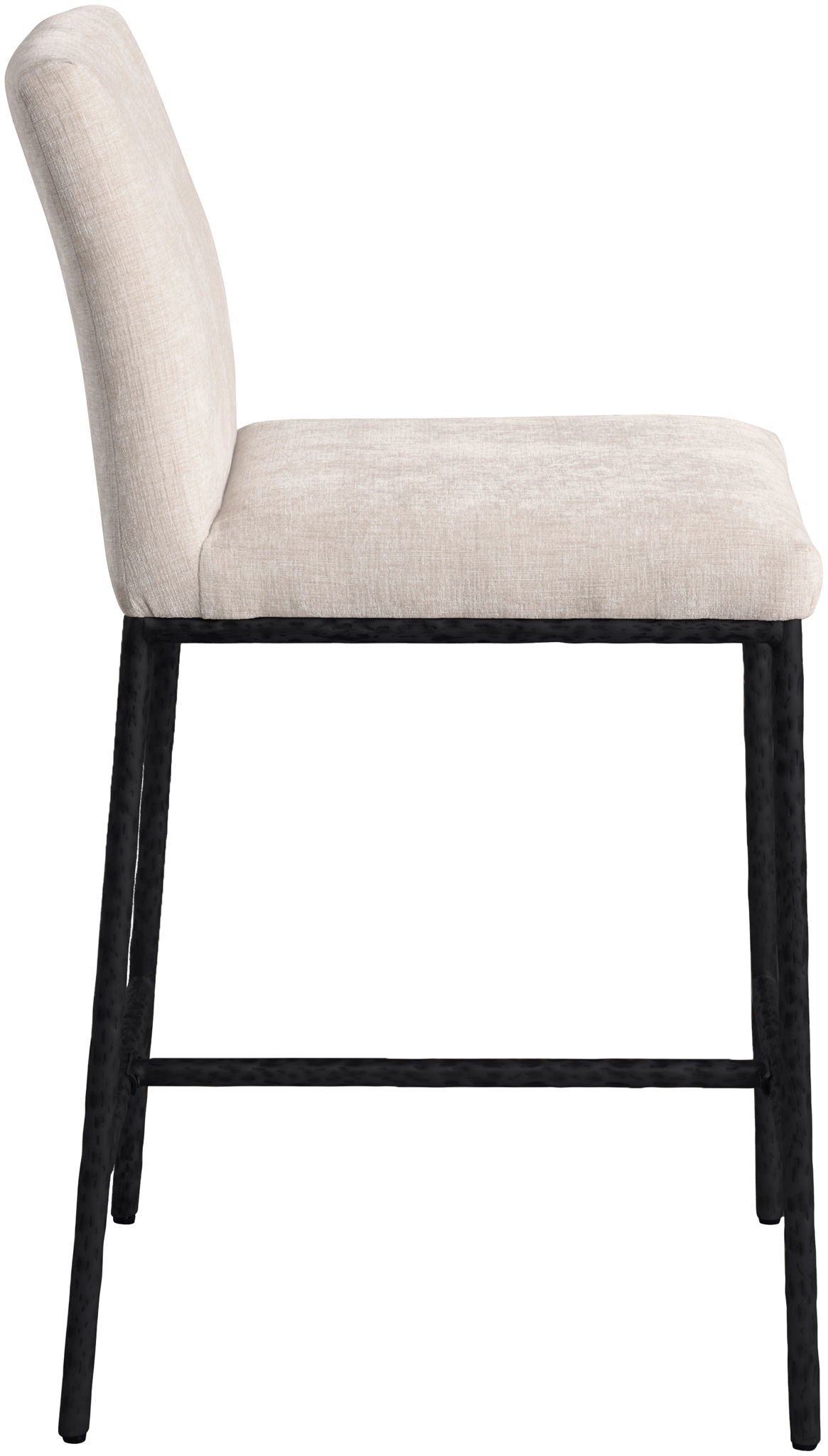 Reeves - Chenille Fabric Upholstered Counter Stool (Set of 2) with Black Base