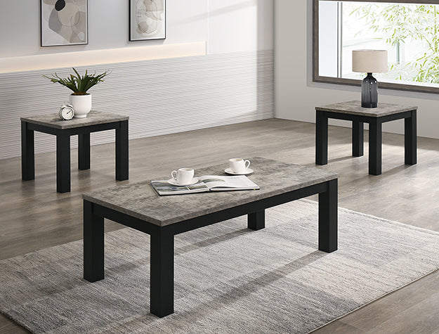 Theo Concrete 3-Piece Cocktail Table Set — Black Legs