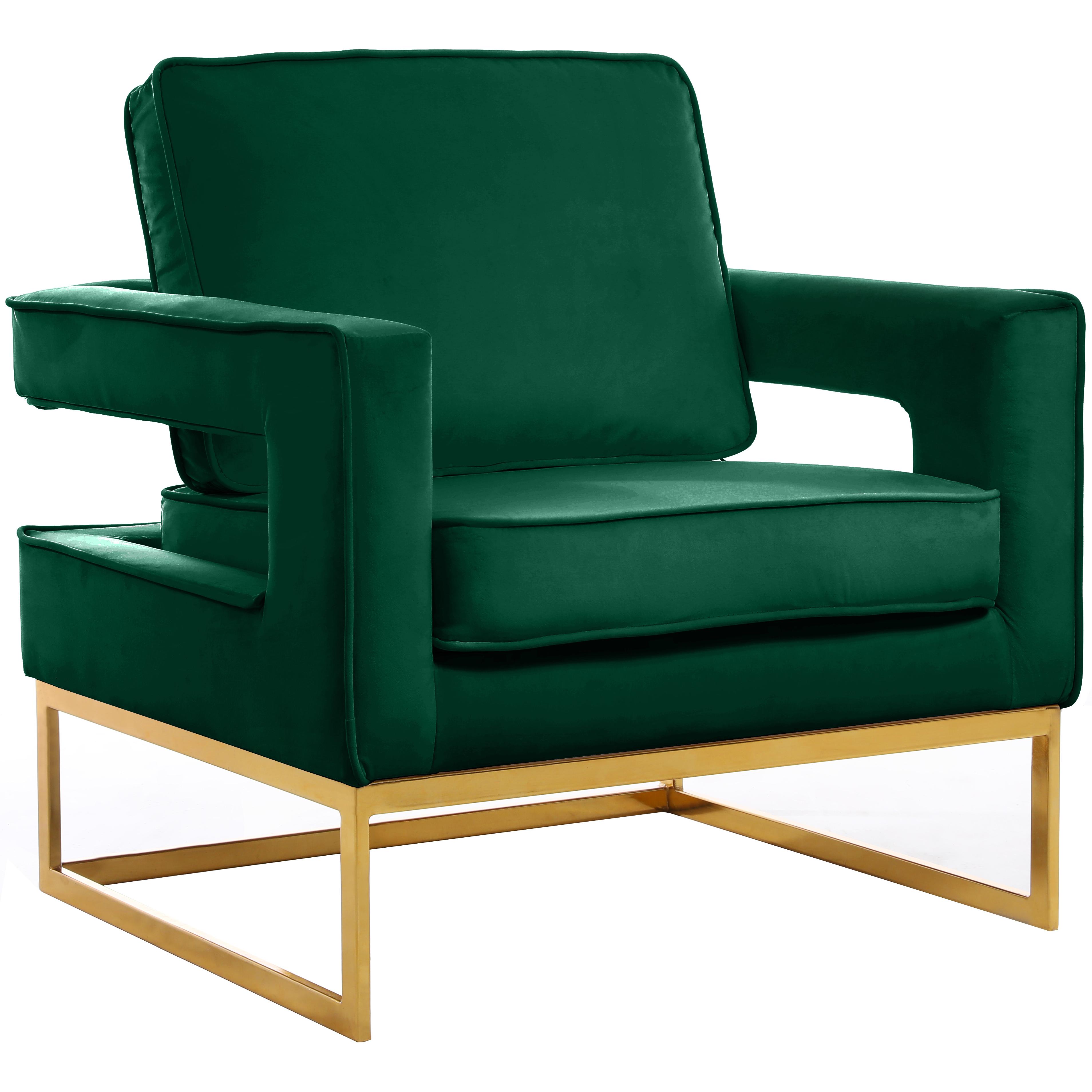 Meridian Noah Green Velvet Accent Chair