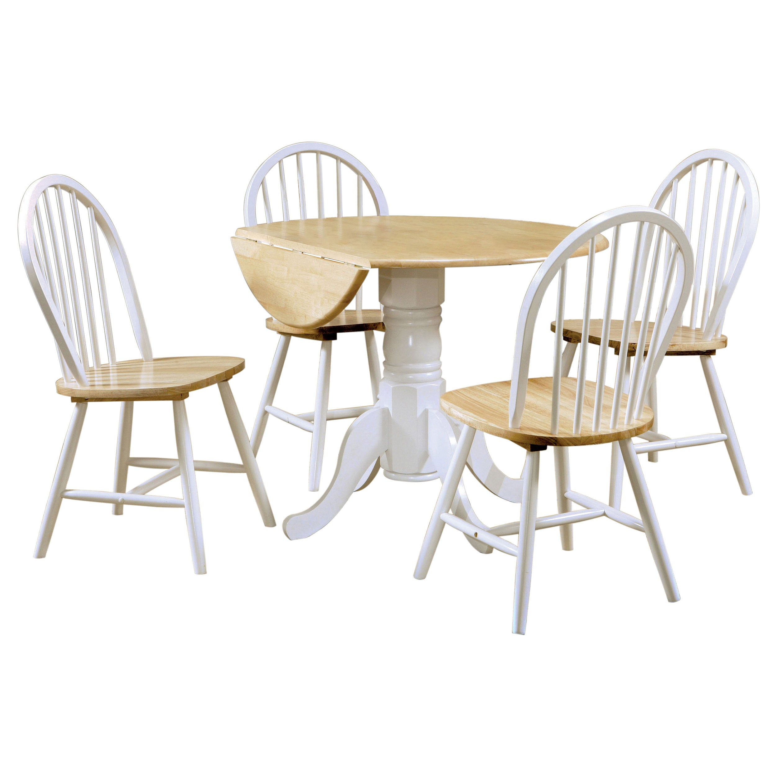 Allison 5-piece Round Drop Leaf Dining Table Set White