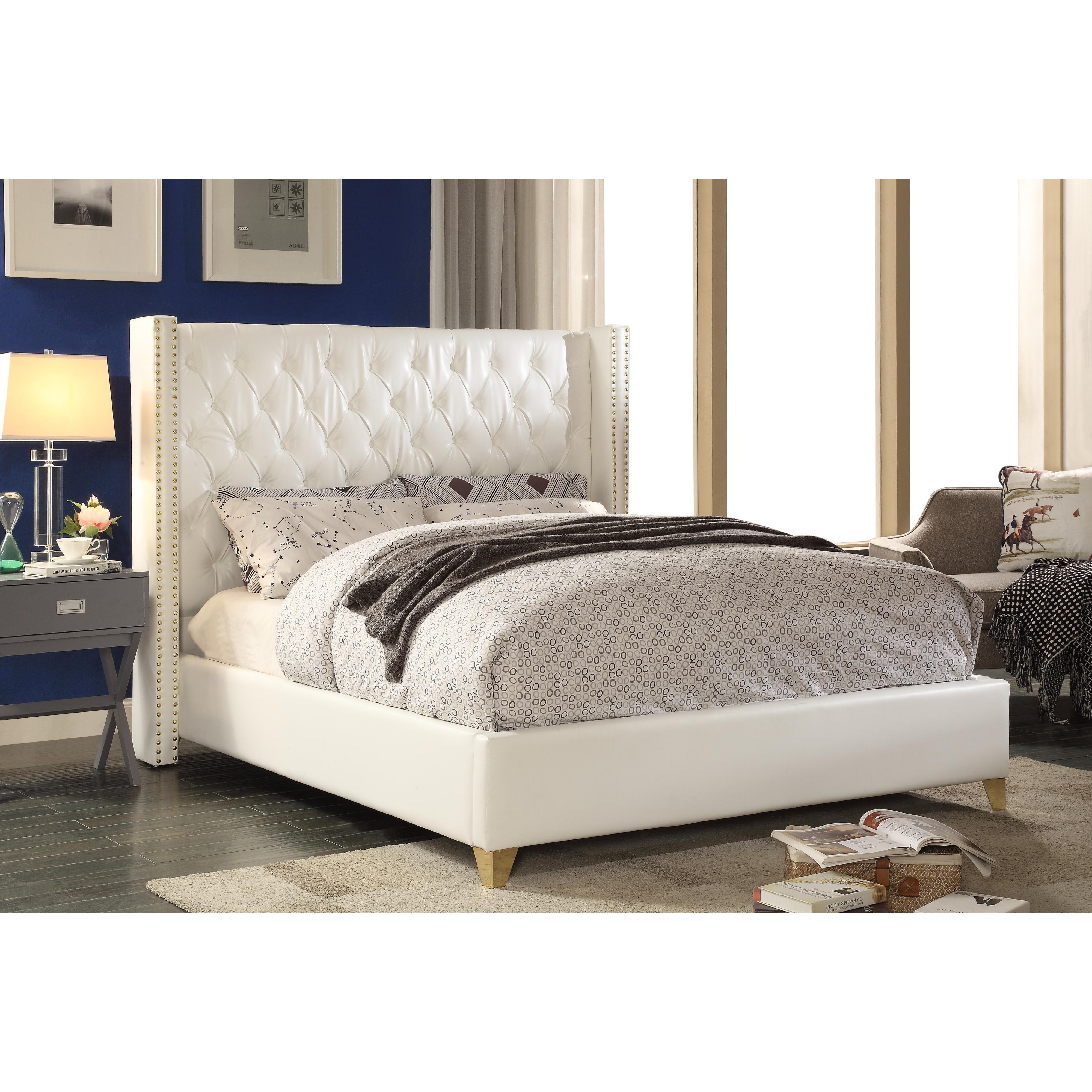 Meridian Soho White Vegan Leather Queen Bed