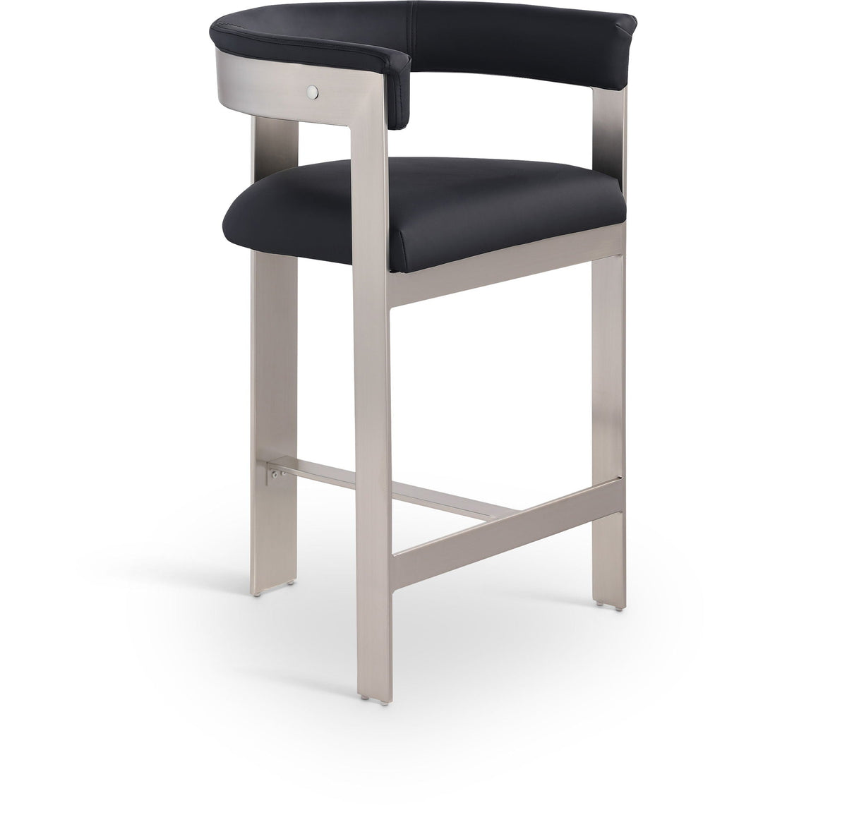 Romeo - Faux Leather Counter Stool (Set of 2) with Silver Base