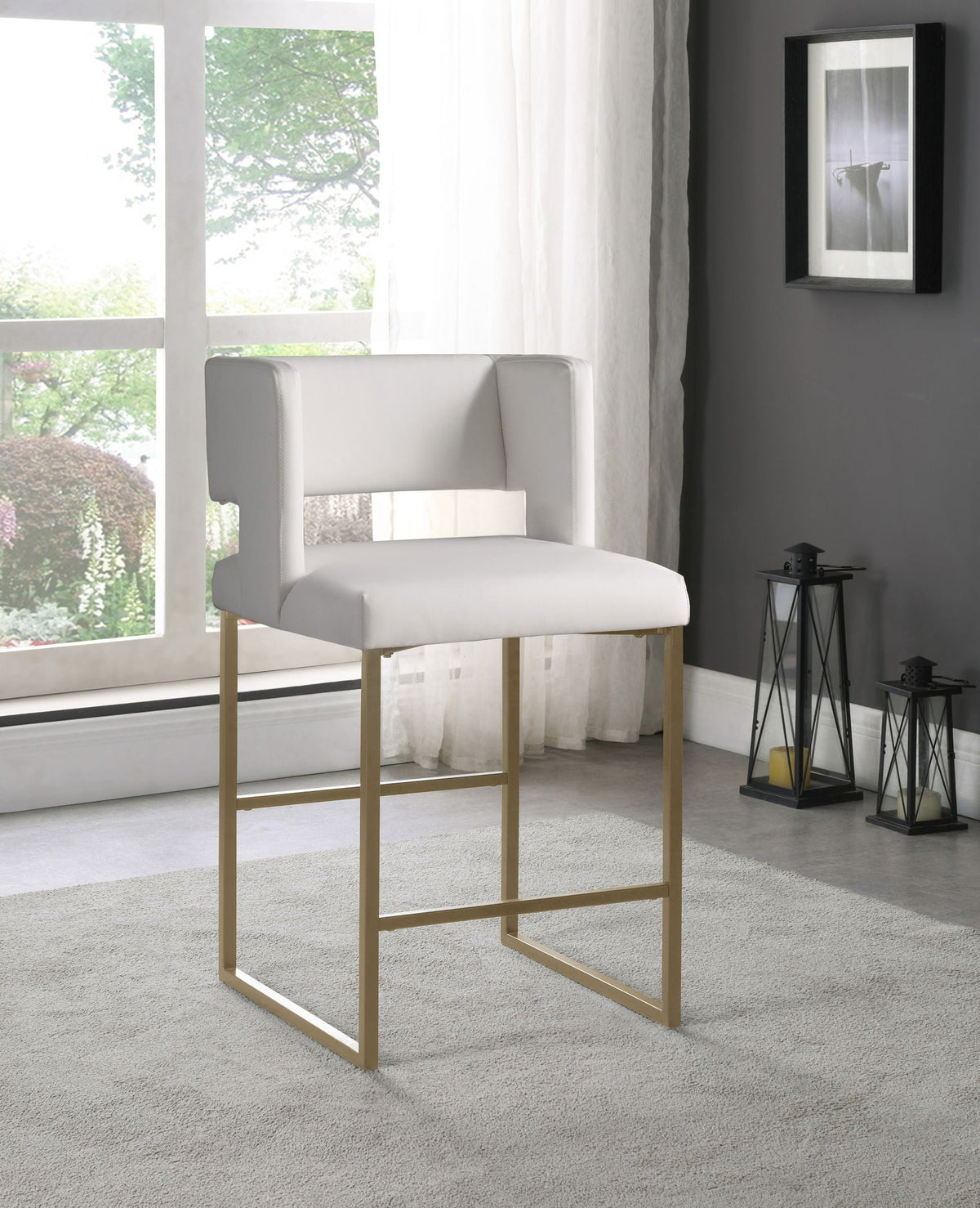 Caleb - Counter Stool (Set of 2) with Gold Legs
