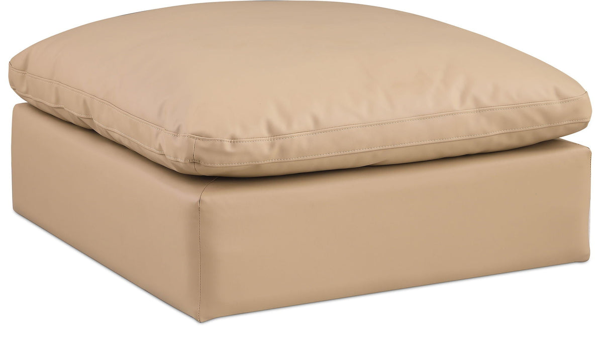 Comfy Faux Leather Modular Sectional — Ottoman — Tan
