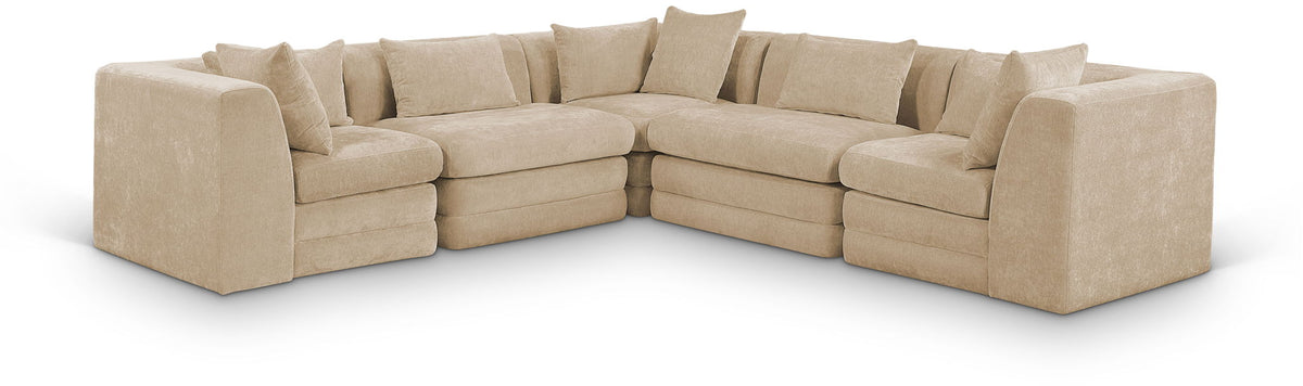 Stellar Chenille Modular Sectional — 5-Piece 114" Sectional, Style C — Beige