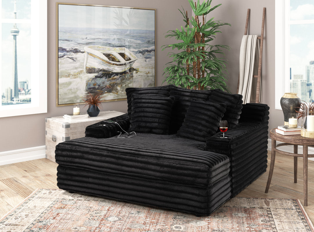 Happy Homes 4400 Oversized Chaise Lounge — Cupholders & USB Charging