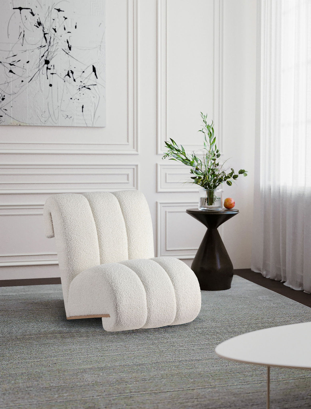 Swoon Faux Sheepskin Accent Chair — Natural Base