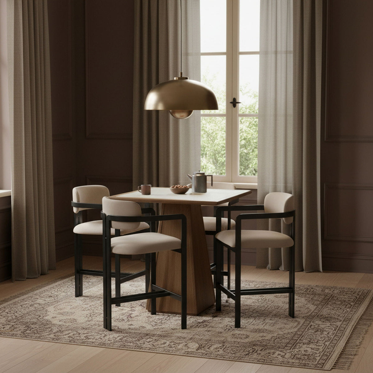 Aurum Vegan Leather Counter Stool — Graphite Black - Taupe